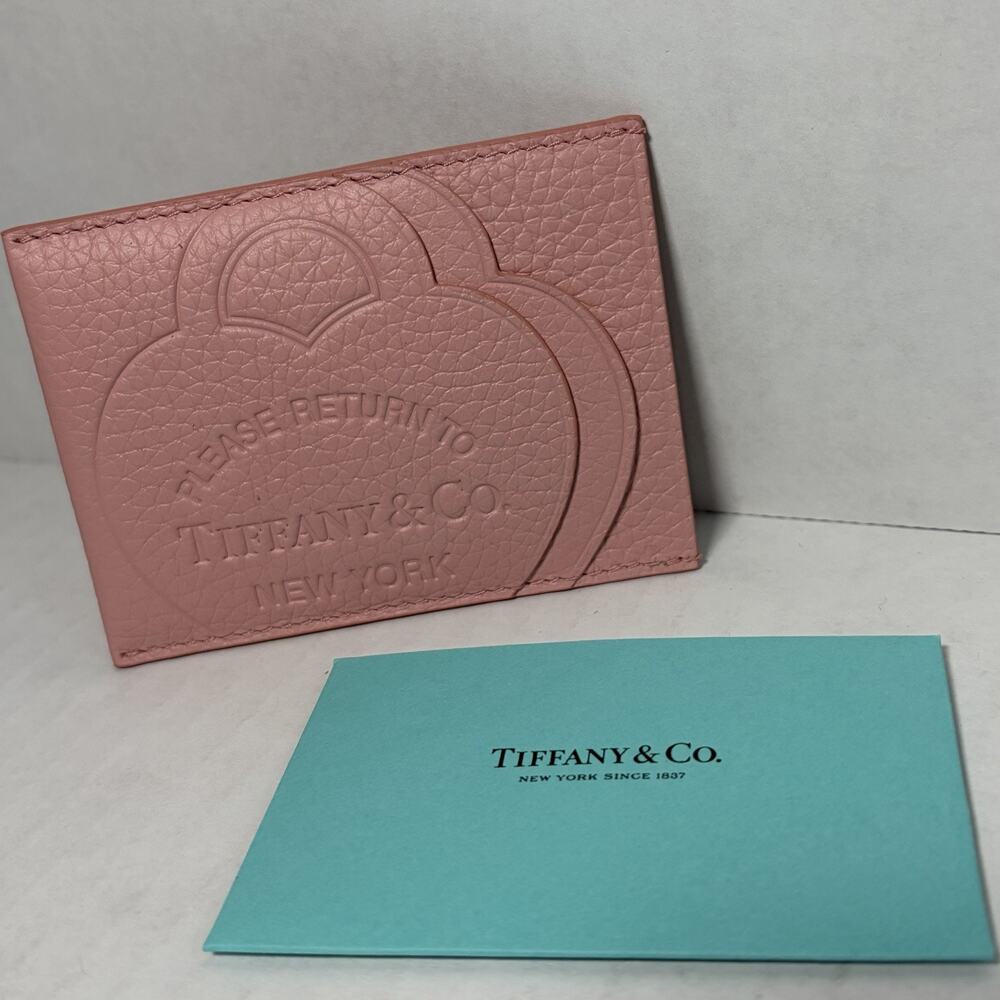 Tiffany & Co Return to Tiffany Crystal Pink Leather Card Holder Case w Care Card